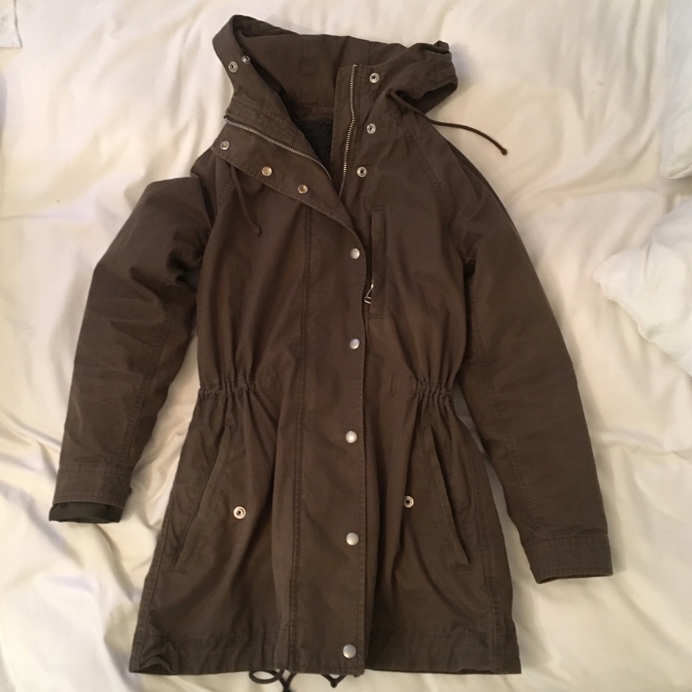 Gap Green Army Jacket w/ Grey Sheepskin Insert