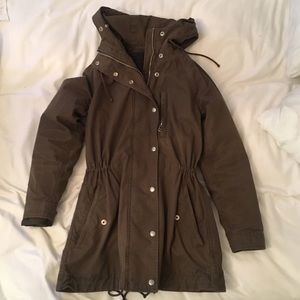 Gap Green Army Jacket w/ Grey Sheepskin Insert