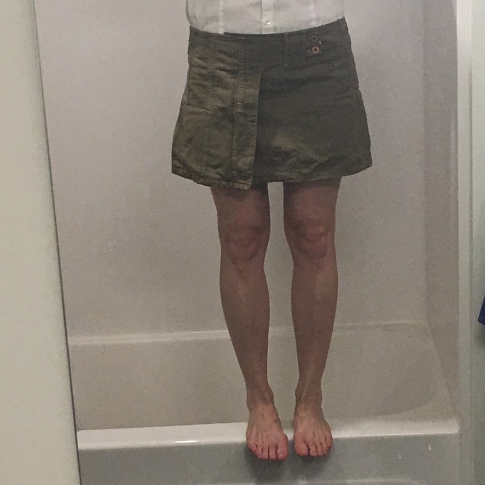 olive green mini wrap skirt