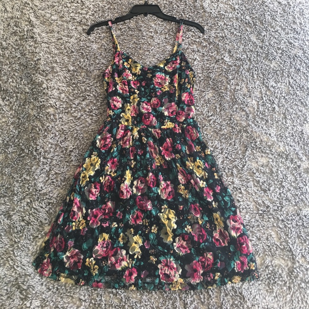 Bebop Black Floral Lacey Dress Size Medium