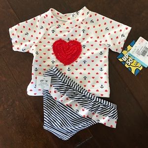NWT Little Me Baby Girl Swim Shirt & Bottoms 6/9M