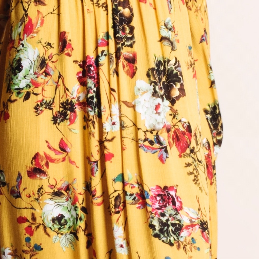 1DAYSALE Mustard Floral Printed Maxi Dress - Picture 3 of 4