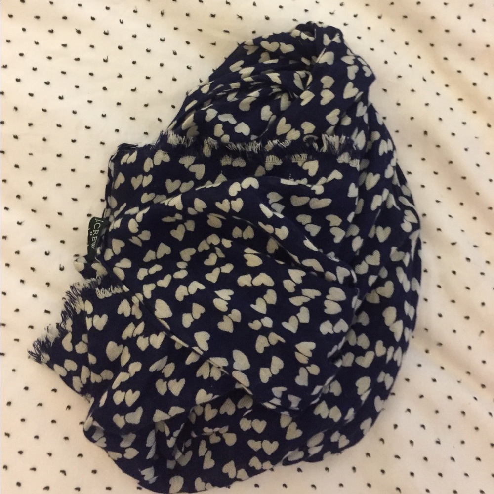 J Crew navy heart printed scarf
