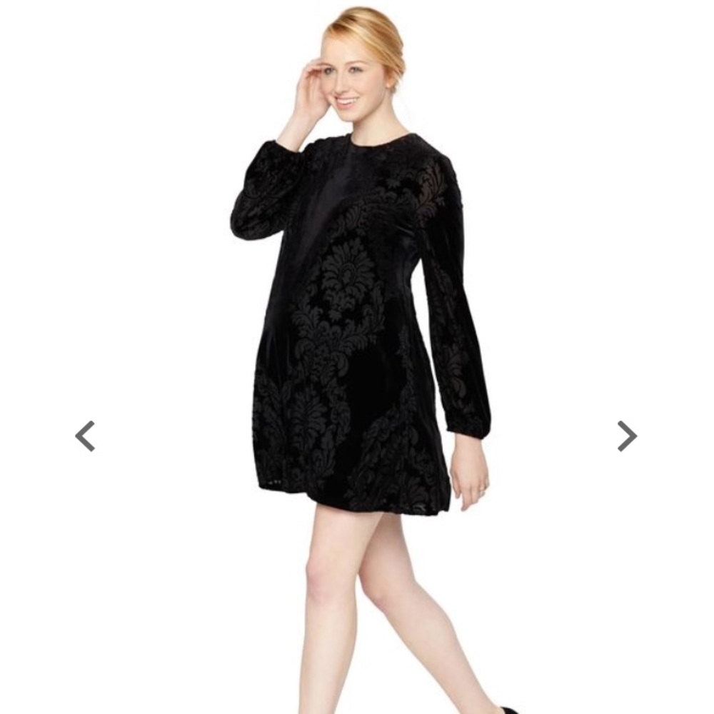 Maternity - Taylor black velvet long sleeve dress