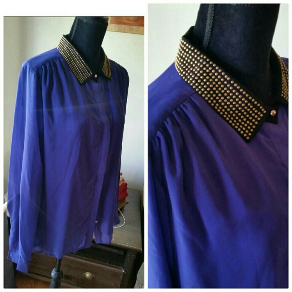 Button down semi sheer blouse