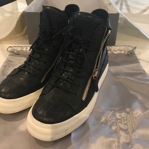 Giuseppe Zanotti Croc High Top Black Sneakers