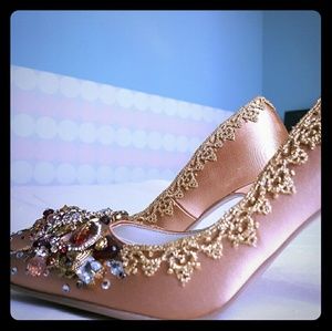 Handmade shoe , embellished with jewels and pearls
