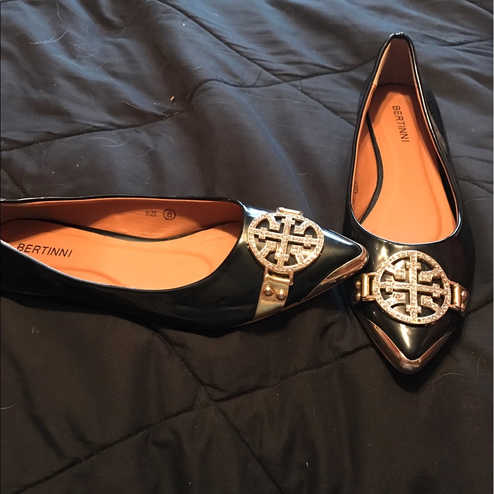 Classy black & rhinestones flats