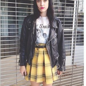 Deandri Nancy Skirt Yellow Tartan Plaid schoolgirl