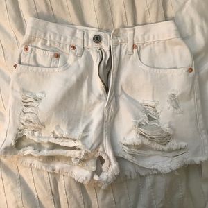 White high waisted jean shorts
