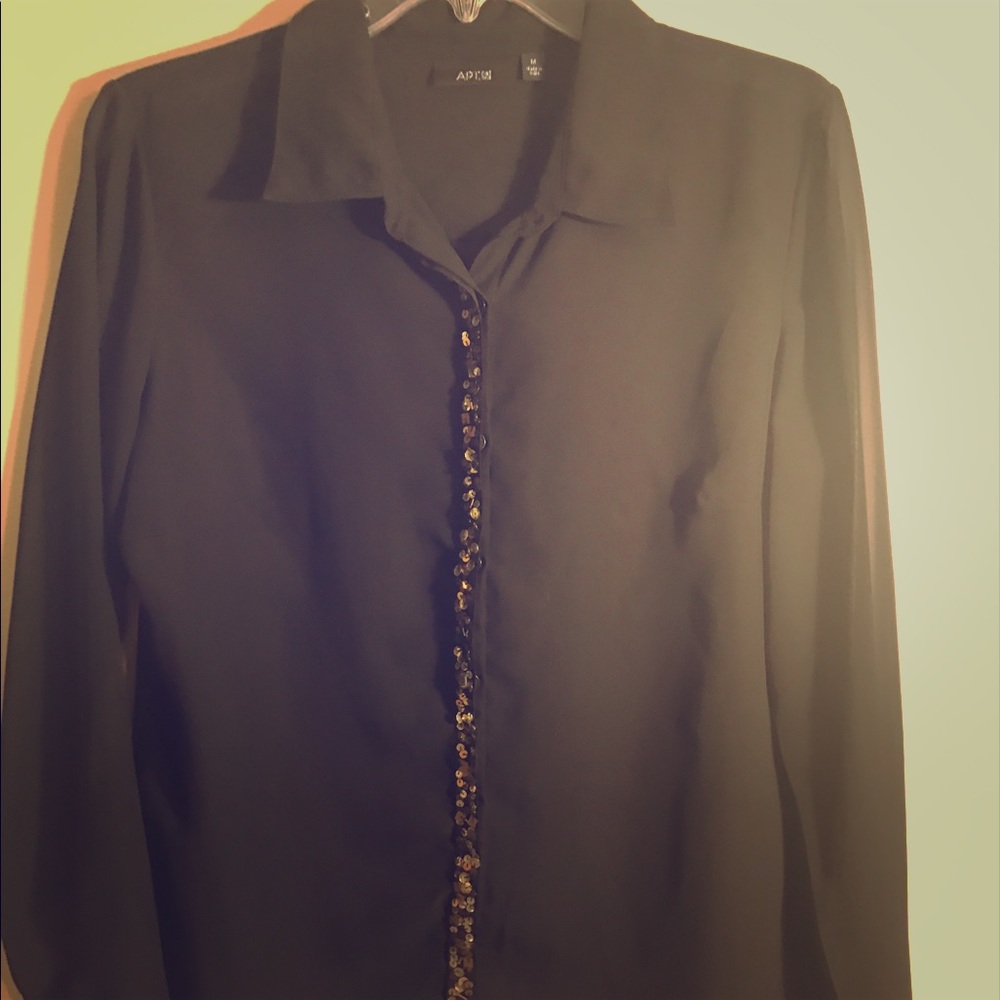 Apt. 9 sheer black button down blouse