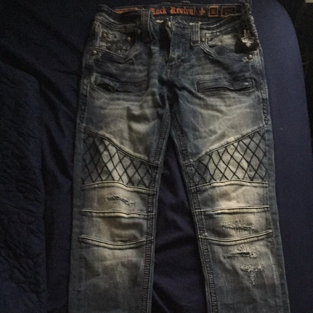 Rock revival biker jeans