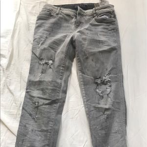 Zara Grey Destroyed Jeans with Zipper detail
