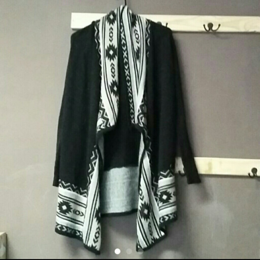 Aztec Black Tan Sweater Cardigan