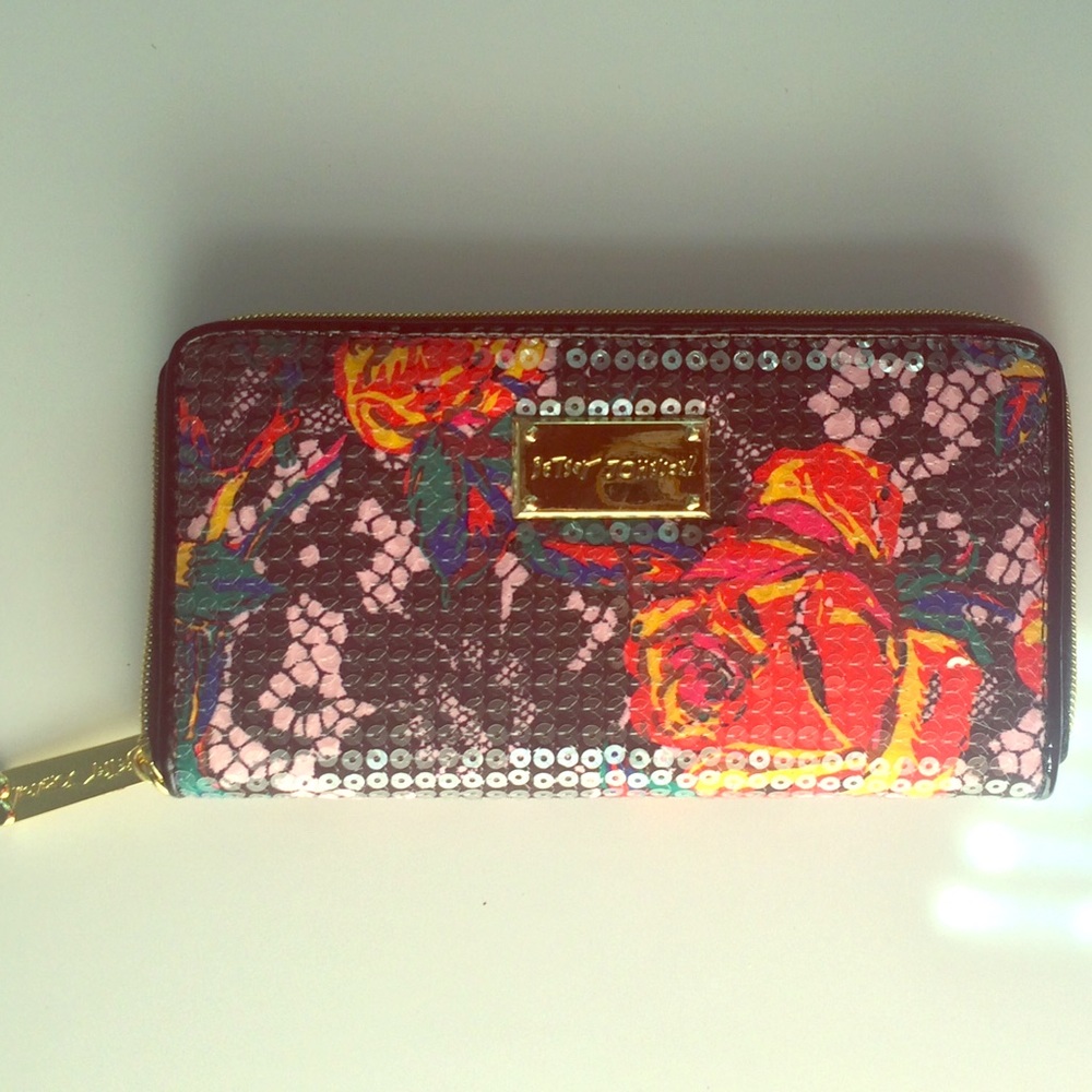 JUST REDUCED Betsey Johnson Sequined Floral Wallet
