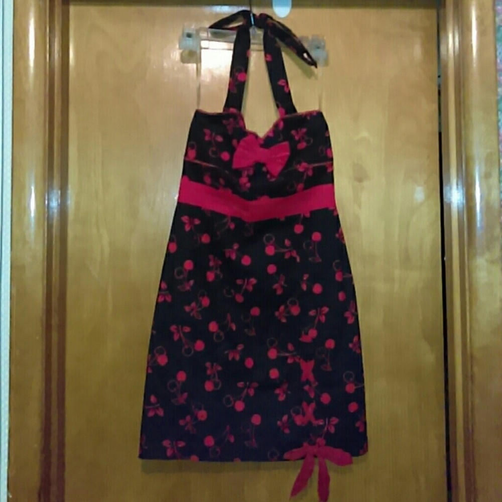 Pinup style halter dress, cherry print