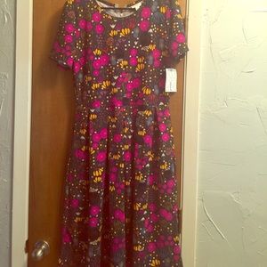 Lularoe Amelia Spring Dress, zipper and pockets.