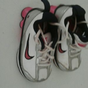 Baby Nike shox girls size 5c white .silver .black