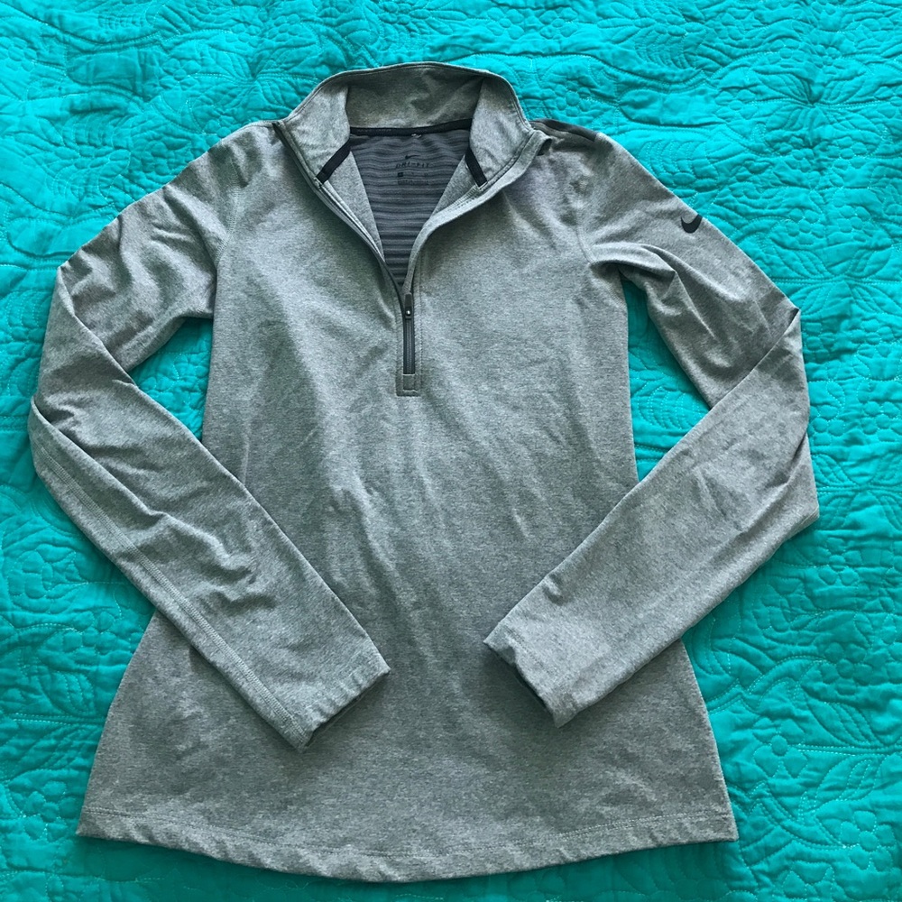 Grey Nike dri-fit quarter zip