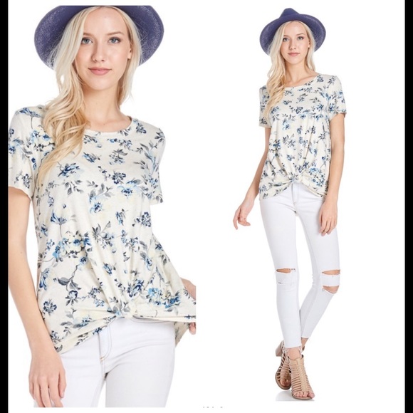 Last one! Floral tie knot tee sz S and M NWT - Picture 3 of 5