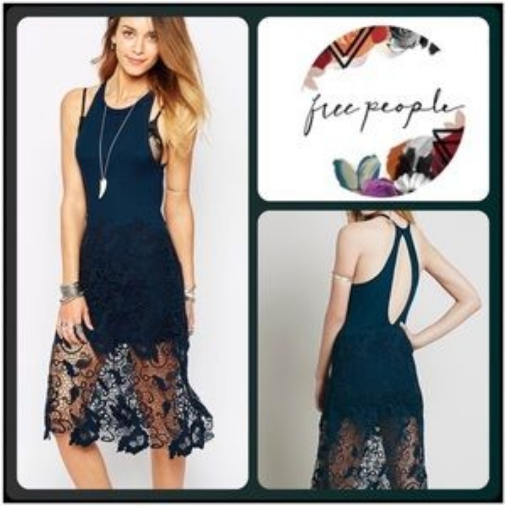 Free people blue nora midi dress