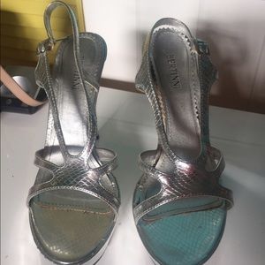 Silver platform sandals