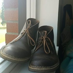Clark brown leather boots.
