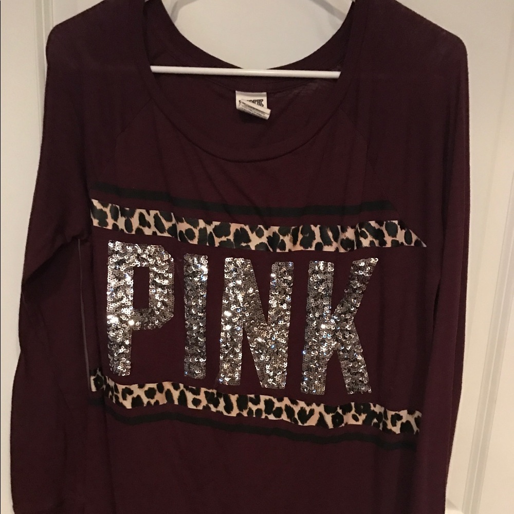 PINK maroon light long sleeve shirt
