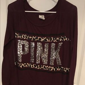 PINK maroon light long sleeve shirt