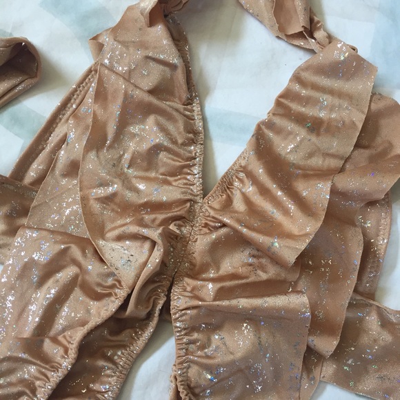 Metallic Shimmer Gold Ruffle Bikini - Picture 3 of 5