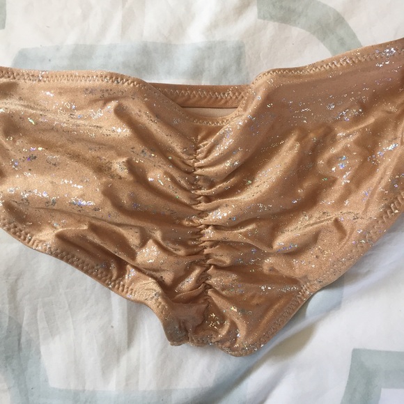 Metallic Shimmer Gold Ruffle Bikini - Picture 4 of 5