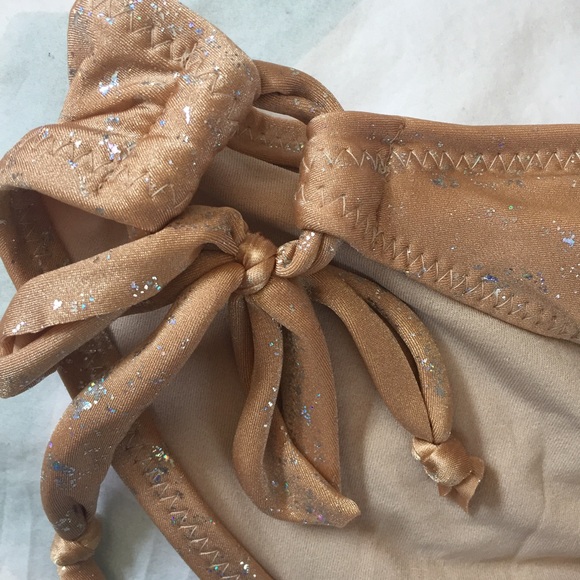 Metallic Shimmer Gold Ruffle Bikini - Picture 5 of 5