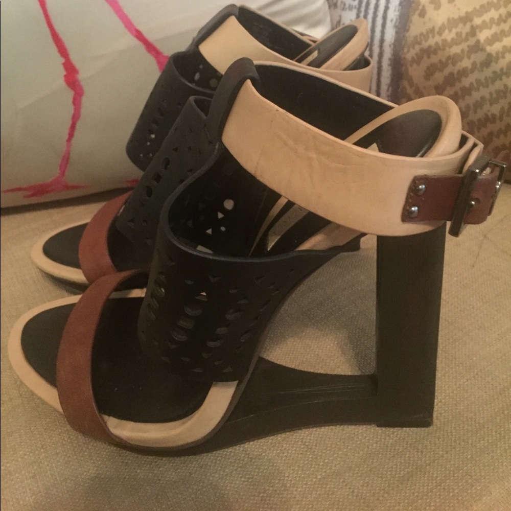 Bcbg Maxazria Meteur Cut Out Wood Wedge Sandals