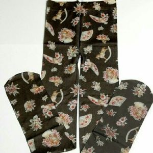 Floral Horses legwear for little girls