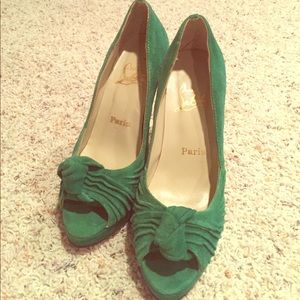 Christian Louboutin Green Suede Heels
