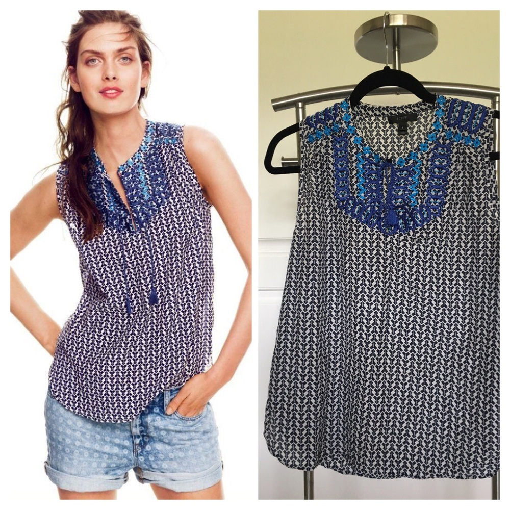 J Crew Embroidered Tank Size 6 Great Condition
