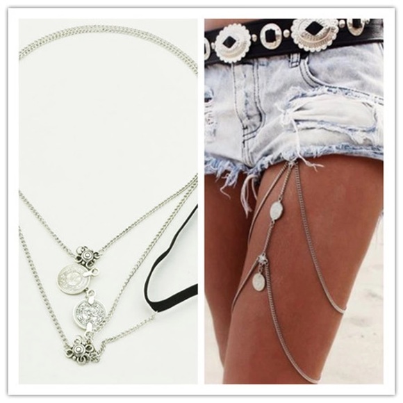 LAST SET _ 2x Boho Festival Thigh Chain - Picture 2 of 4