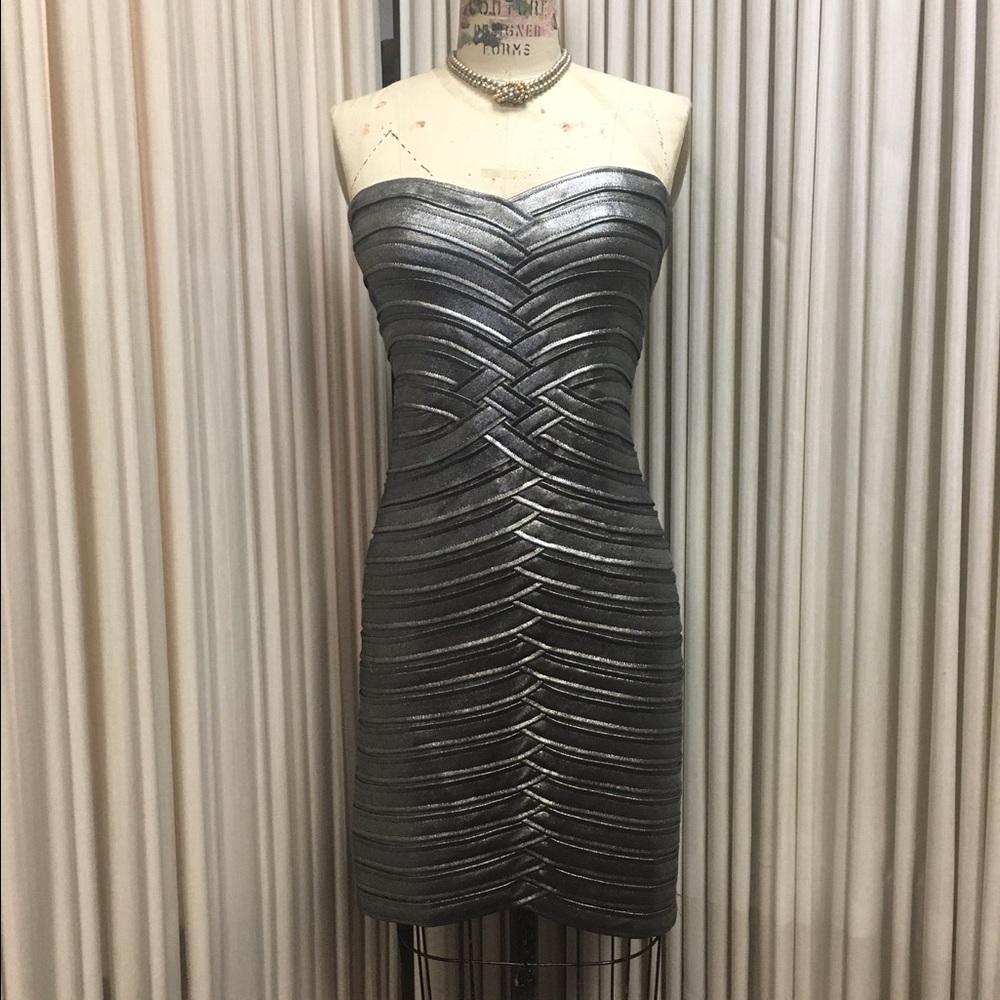 BCBG Max Azria silver cocktail dress