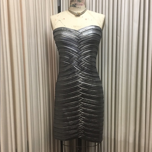 BCBG Max Azria silver cocktail dress - Picture 1 of 4