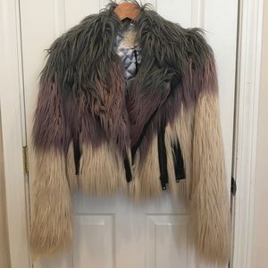 CHASER Dip Dye Dreamer Faux Fur Moto Jacket