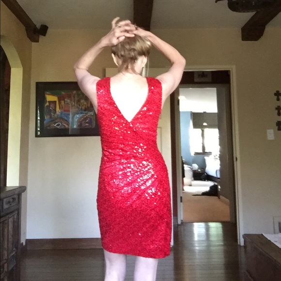 Red Hot sequin mini! Worn once! - Picture 3 of 4