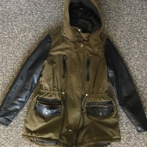 Forever 21 Faux Leather and Army Coat Size Small