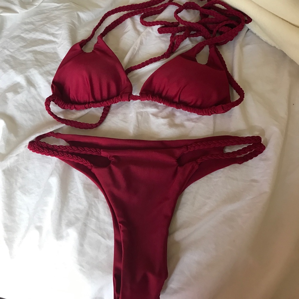 red braided bikini