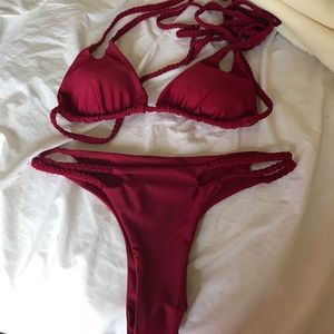 red braided bikini