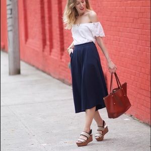 Blue Pearl by ABS navy cotton culottes