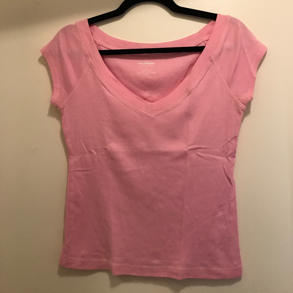Light Pink V-Neck Tee by Express