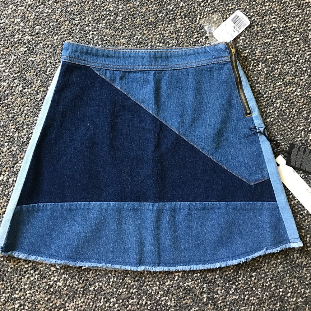 NWT Forever 21 Mixed Denim Mini Skirt XS
