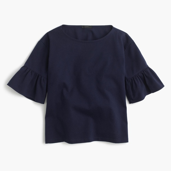 J.crew Ruffle -sleeve top, navy - Picture 2 of 4