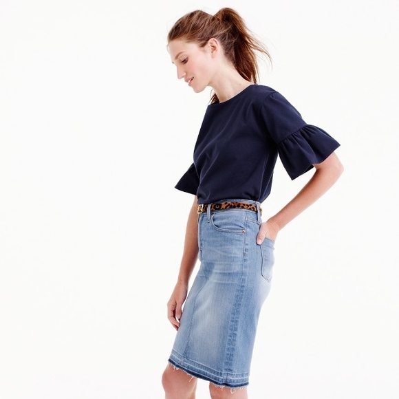 J.crew Ruffle -sleeve top, navy - Picture 3 of 4