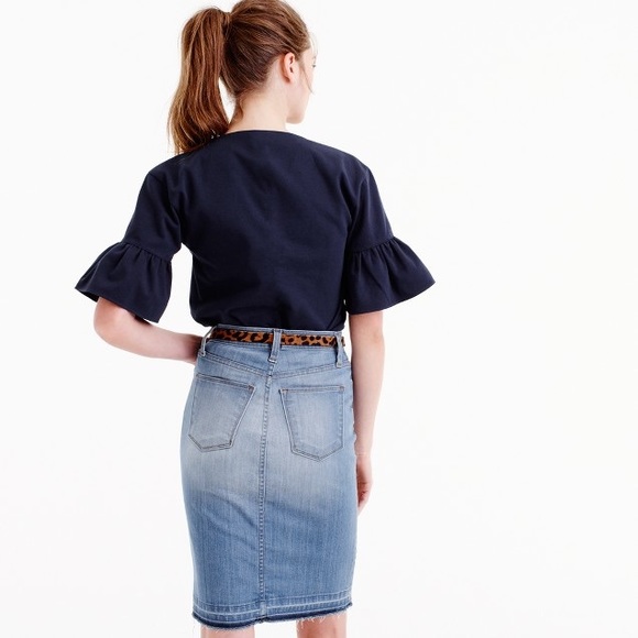 J.crew Ruffle -sleeve top, navy - Picture 4 of 4